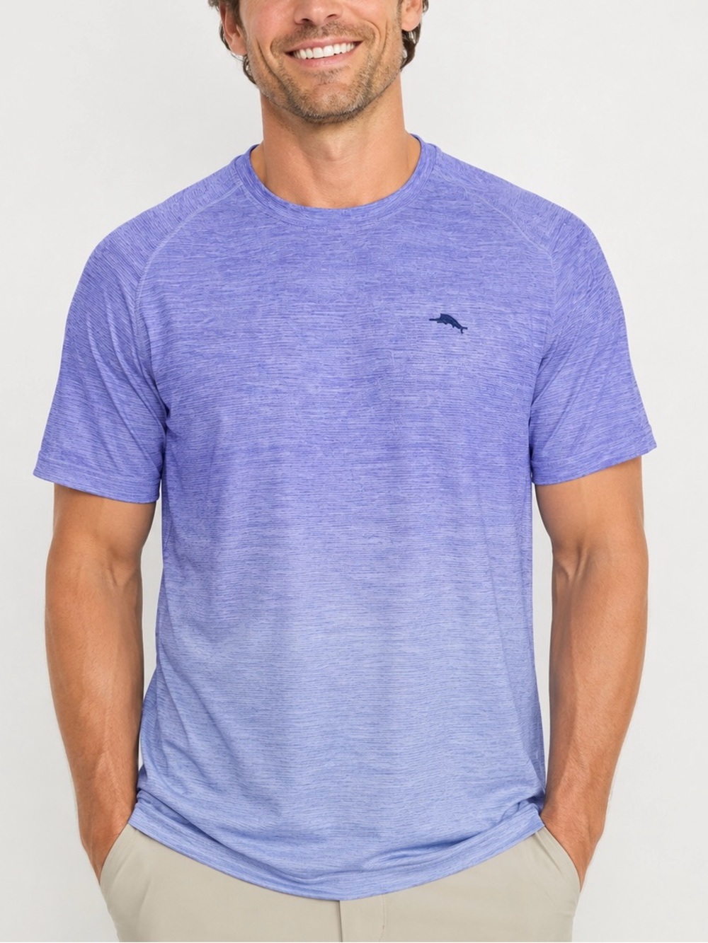 Tommy Bahama men’s IslandZone Oasis Fade Crew Shirt Purple ombre size small NWT